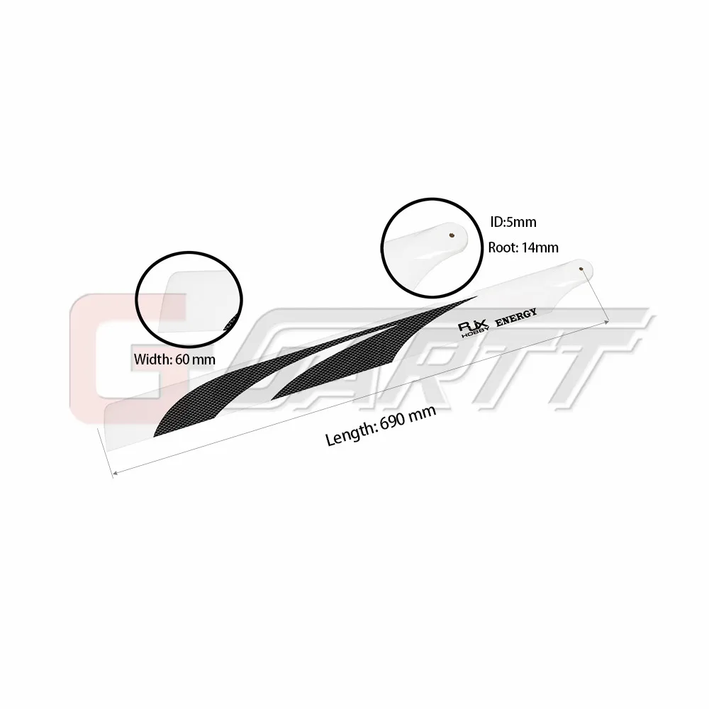 Высококачественные главные лезвия из углеродного волокна GARTT RJX (690 мм) 700 для