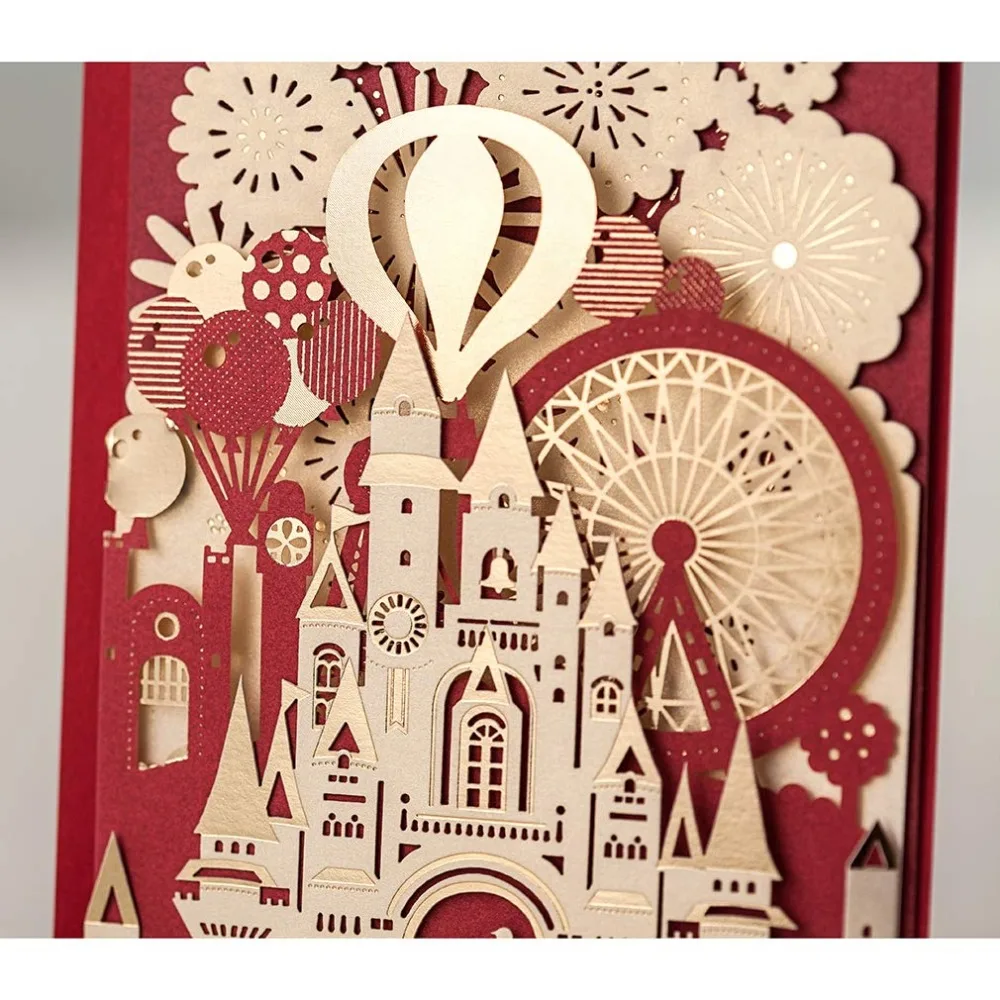 50PCS Laser Cut Wedding Invitations Free Customize Bride and Groom Invitation Cards Castle Favors Casamento CW5073 | Дом и сад