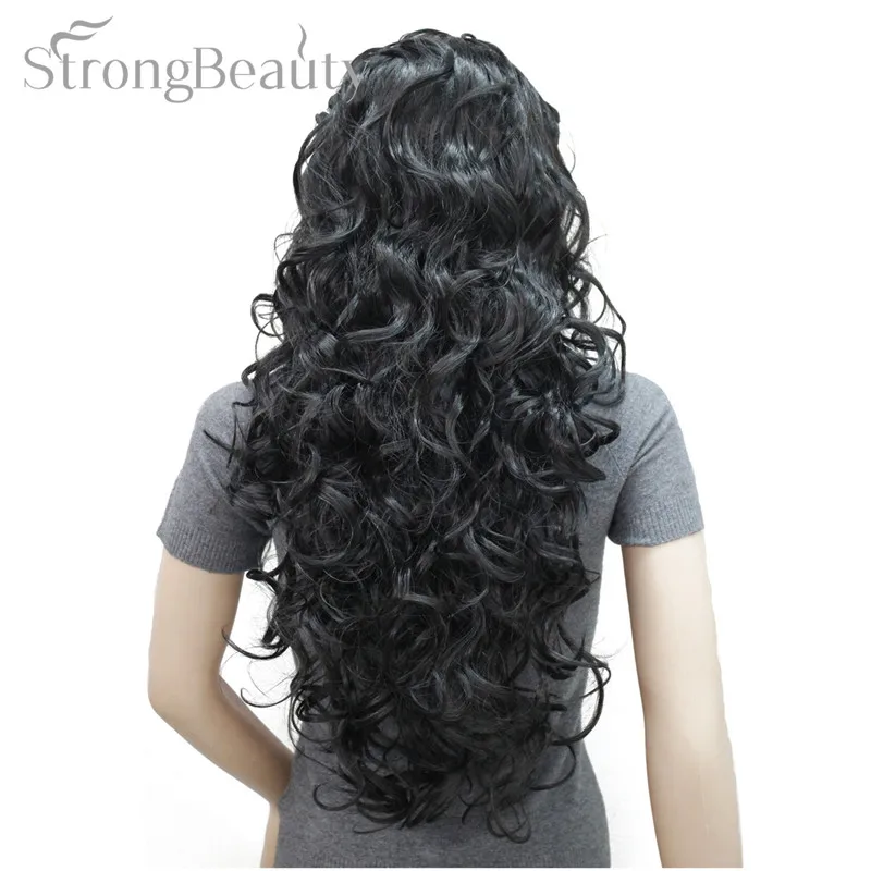 StrongBeauty 26 дюймов синтетический полупарик длинный кудрявый парик с повязками натуральный разрез стиль волос для женщин - Цвет: 2