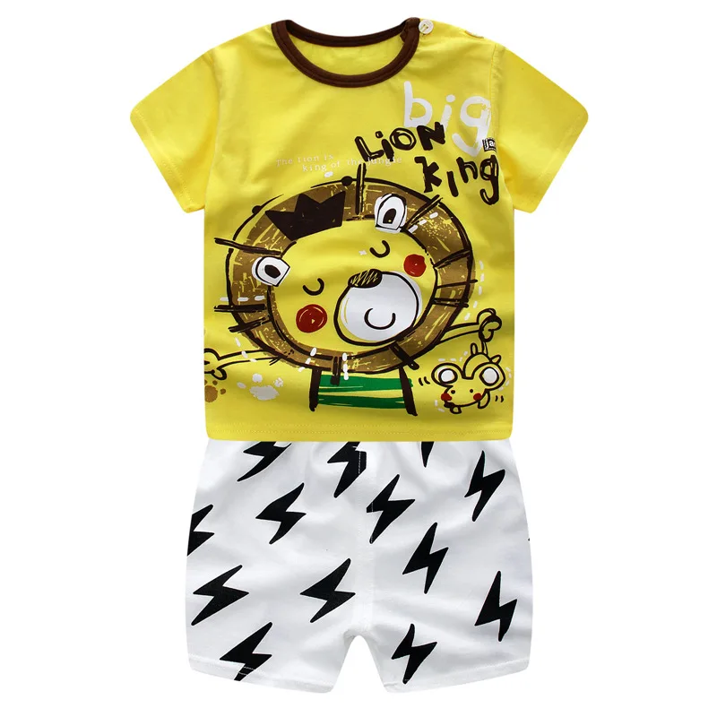 new Summer baby boys girls 100% cotton cartoon sports suit children's Short sleeve 2pcs sets Kids Boy Clothing Set T-shit+Pant | Детская