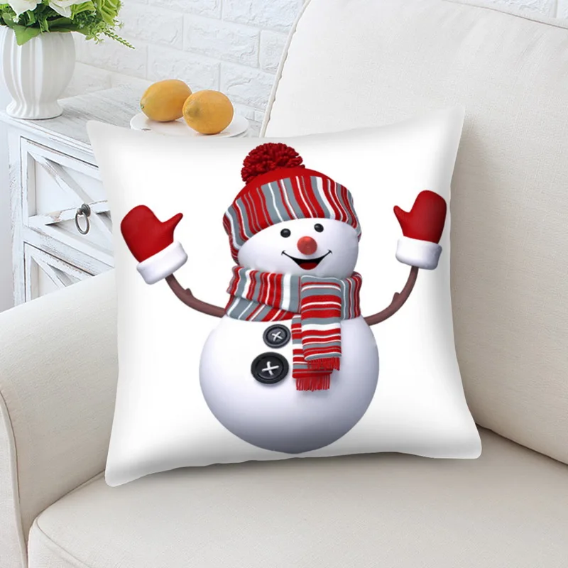 Merry Christmas Snowman Cushion Cover Xmas Style Home Decorative Pillows Pillowcase 27 | Дом и сад