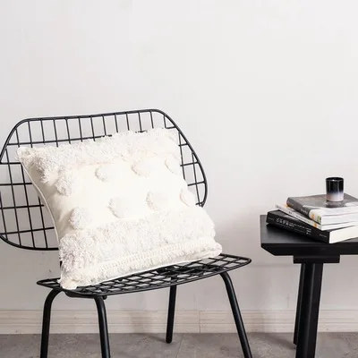 E 45X45CM 45x45 см богемный геометрический хлопковый холщовый стеганый чехол для подушки, наволочка с кисточками, шерстяная вышитая наволочка с бахромой - Цвет: E 45X45CM