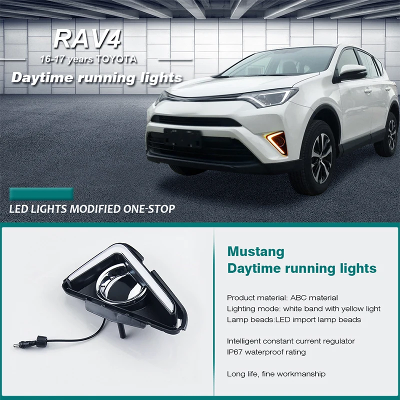 ROADOT DRL Светодиодный дневной для Toyota RAV4 2016 2017 Габаритные огни тумана свет