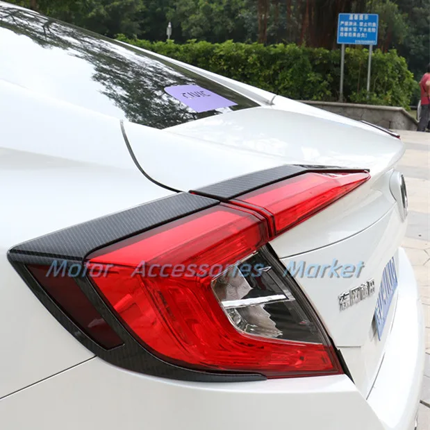 Новый спортивный стиль углеродное волокно задсветильник Накладка для Honda Civic