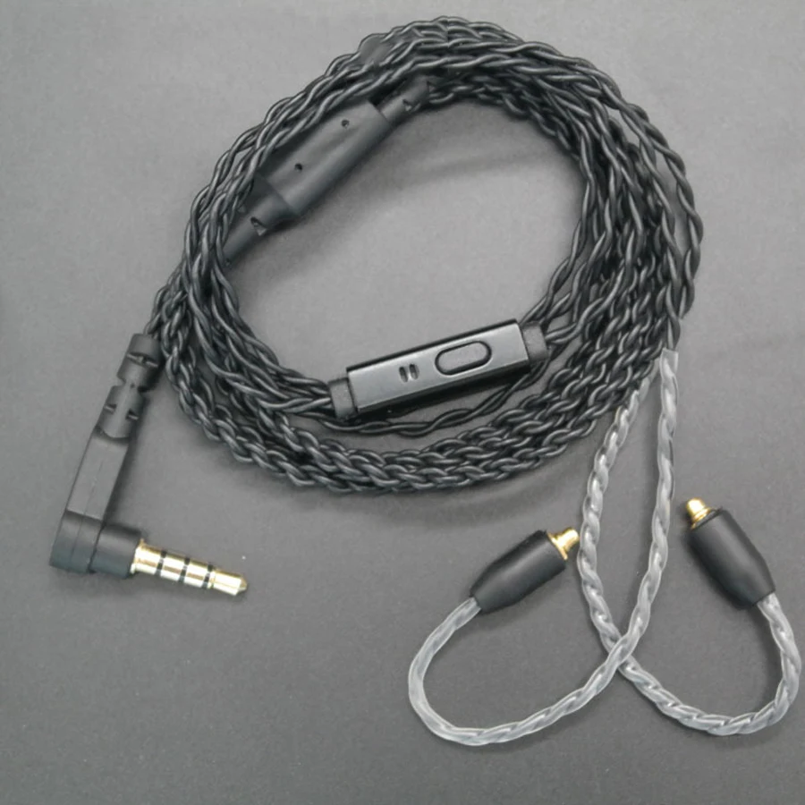 Cable no earphone DIY MMCX кабель Detchable наушники для Shure SE215 SE535 SE846 UE900 W20 наушники Twist Замена стерео бас гарнитура с микрофоном - Цвет: Cable no earphone