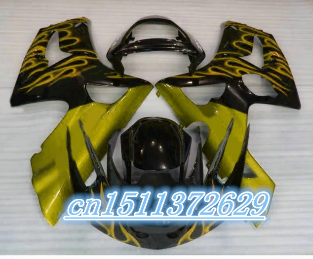 Bo KAWASAKI NINJA ZX 6R 636 03 04 Gold flames ZX636 ZX6R 6 R золотистый черный 2003 2004 обтекатели|Накладки и