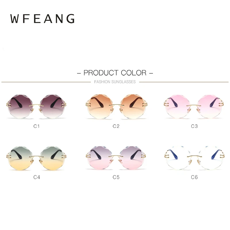 Wfeang с круглым носком в ретро стиле без оправы солнцезащитных очков Для женщин