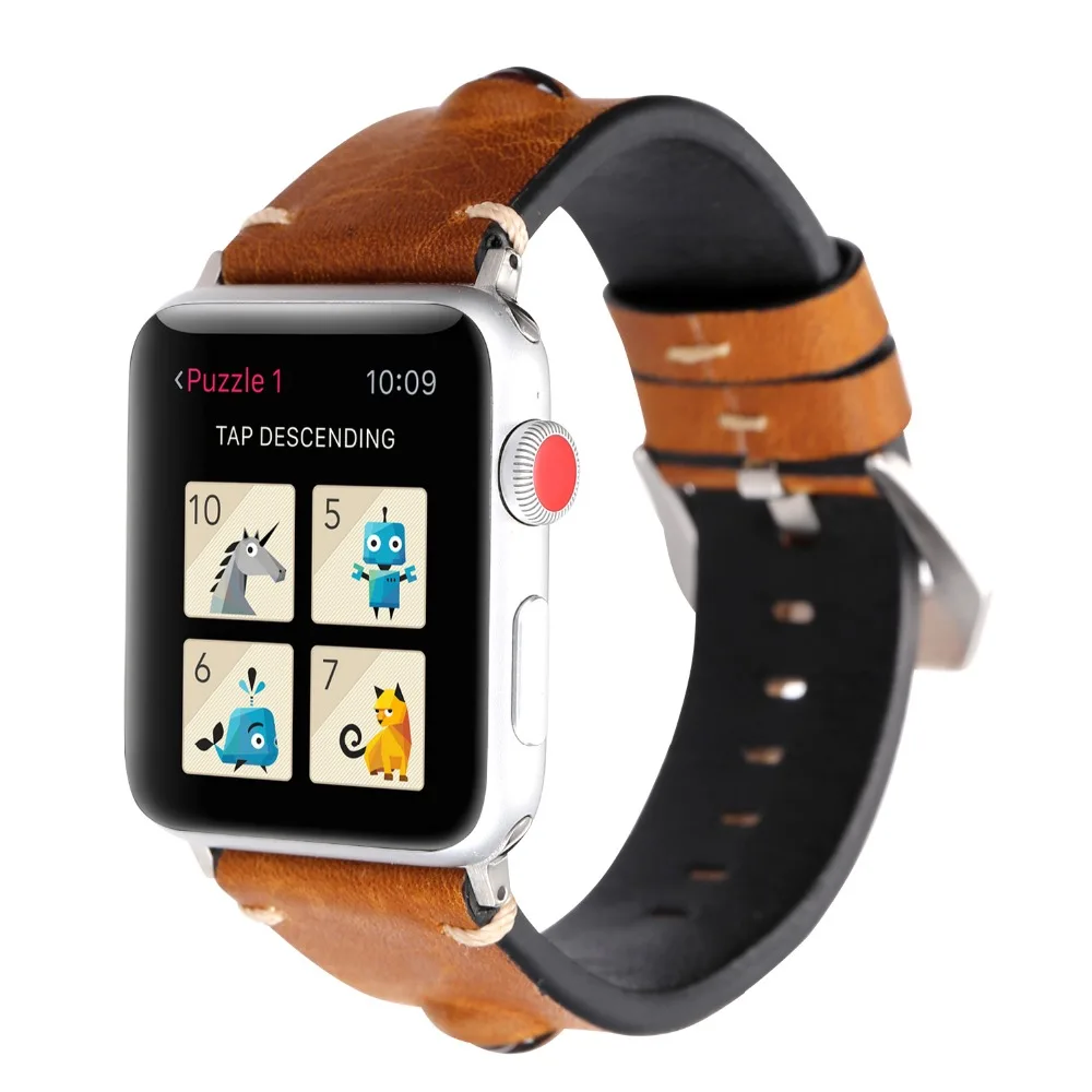 Панк 3D Браслет из натуральной кожи для apple watch серии 4 3 2 1 кожаный сменный ремешок