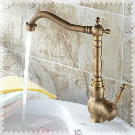 Tall antique brushed brass Kitchen faucet basin sink long spout mixer tap terneira torneira | Обустройство дома