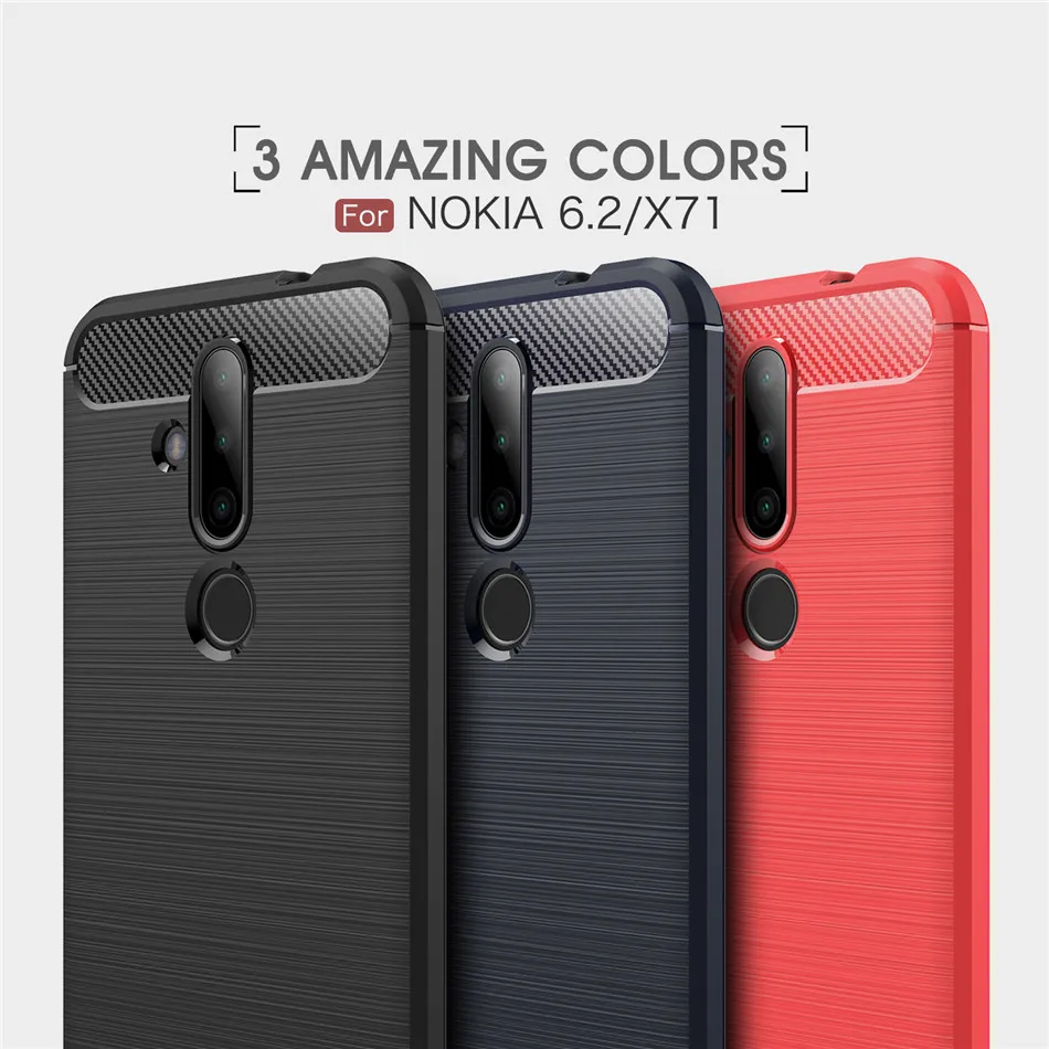 Silicone Case For Nokia 6.1 Plus X6 6 6.2 ShockProof Fitted Carbon Fiber TPU Phone Cover | Мобильные телефоны и