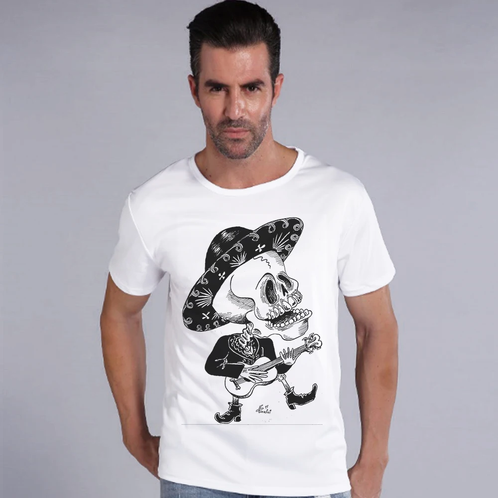 Для мужчин череп Гитары стрелы с принтом летняя футболка короткий рукав o