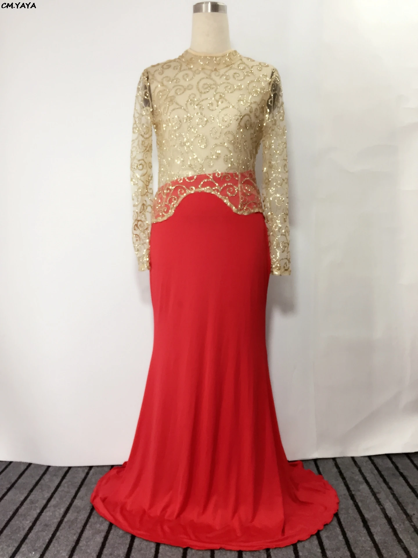 Женское длинное платье Русалка с блестками и длинным рукавом вечерние платья в