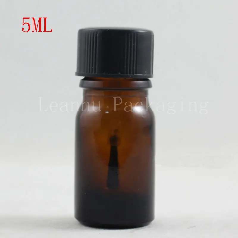 5ml Brown Glass Bottle With Black Cap, 5cc Empty Nail Polish Bottle, Makeup Sub-bottling, Empty Cosmetic Container (Free Shipping)