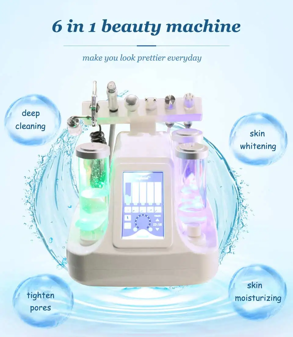 6 in 1 Hydra Dermabrasion Aqua Peel Clean Skin Care BIO Light RF Vacuum Face Cleaning Hydro Water Oxygen Jet Peel Machine