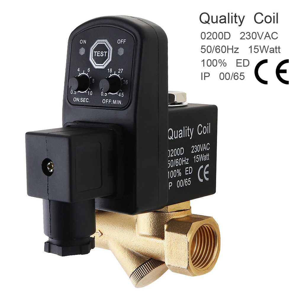 AC 220V 1/2 &quotлатунный электронный сливной клапан сиамского типа с таймером ОПТ и