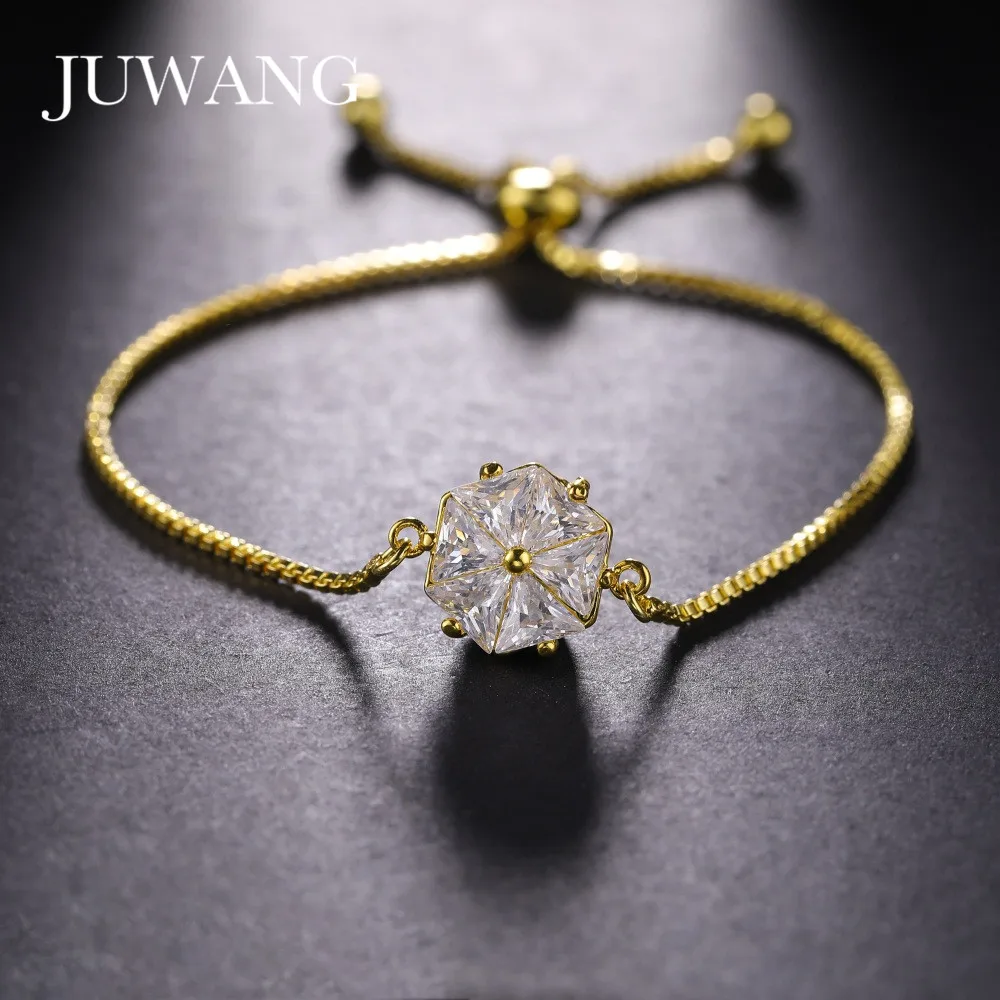 

JUWANG Fashion DIY Bracelet Jewelry Cubic Rhinestone Tension Setting Charm Elegant Romantic Chain Bracelets For Woman Girl Gifts