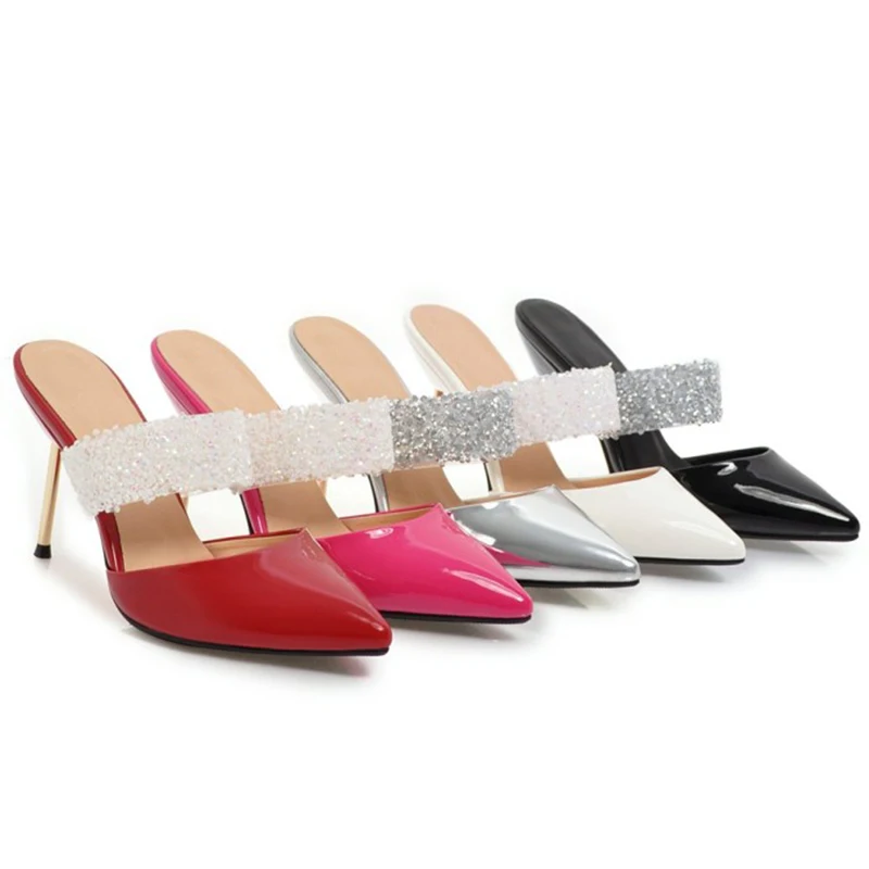 

ENMAYLA Slingbacks Shoes Woman High Heels Summer Sandals Pumps Red Part Wedding Shoe Plus Size 34-43 Shallow Slip-on Sandals