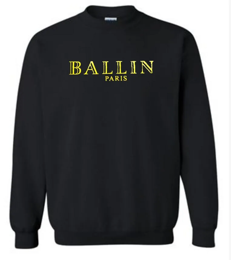 Толстовка Ballin с длинным рукавом принтом капюшоном 100% хлопок свободные круглым