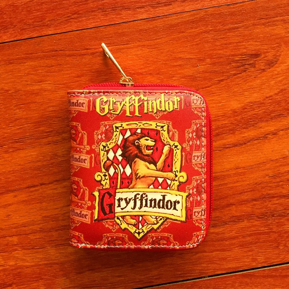 New anime Harry Potter PU short Wallet with zipper Gryffindor card holder purse cartoon magic school W731 | Багаж и сумки