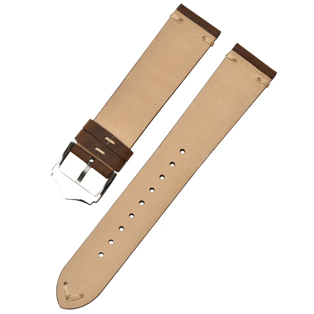 BEAFIRY Hot Brown Vintage Crazy Horse Genuine Leather 18mm 20mm 22mm Watch Band Calfskin Leather Watch Strap for Men Women  Belt