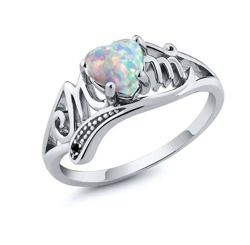 Myelo Fashion Silver Love Heart Rings For Women Australia Crystal Blue White Opal Stone Jewelry Engagement | Украшения и