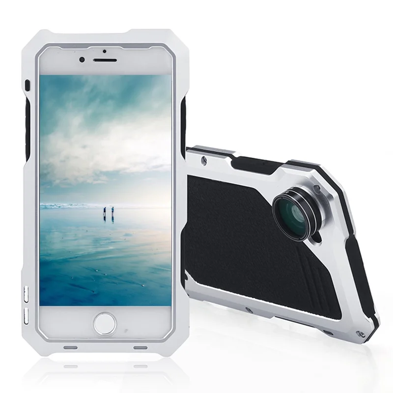 Чехол Suntaiho для iphone 5 6 7 8 X Plus SE объектив 3 в 1 Объективы для мобильных телефонов объектив камеры рыбий глаз 15X широкоугольный Макро-камера - Цвет: Серебристый
