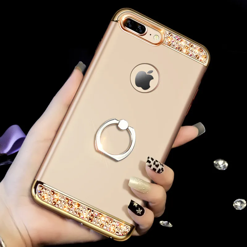 Блестящий чехол для мобильного телефона iphone 11 pro max XR XS 5 se с кольцом-подставкой