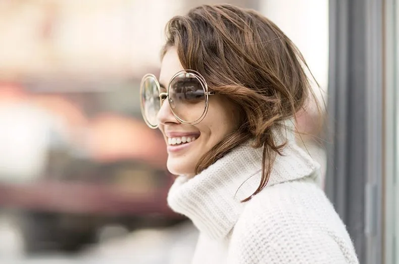 Женские солнцезащитные очки JackJad большие круглые в металлической оправе