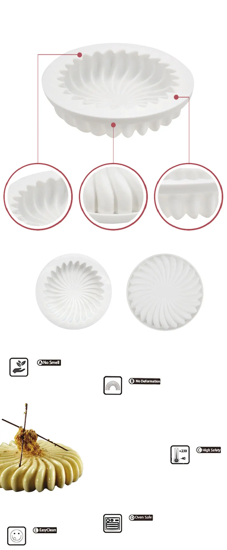 

Silicone Round Sun Flower Mousse Mousse Chocolate Sponge Cake Mold Cake Decorating Tools accessories