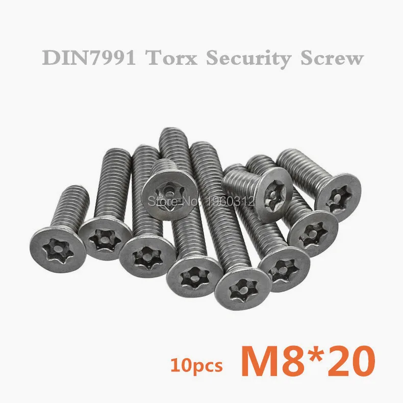 10 шт./лот DIN7991 M8* 20 Torx Телевизор с потайной головкой подделок Безопасности Винт A2 Нержавеющая сталь