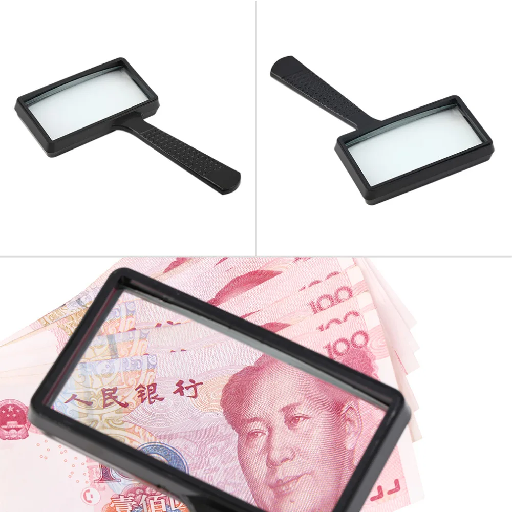 Высокое качество 4X прямоугольный ручной БОЛЬШОЙ увеличительное стекло для