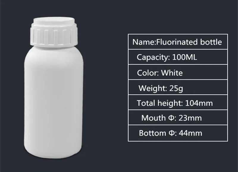 100ML B Пустая пластиковая Фторированная бутылка с Пробивной крышкой, герметичный контейнер 50 мл/100 мл/200 мл/250 мл/500 мл/1000 мл - Цвет: 100ML B