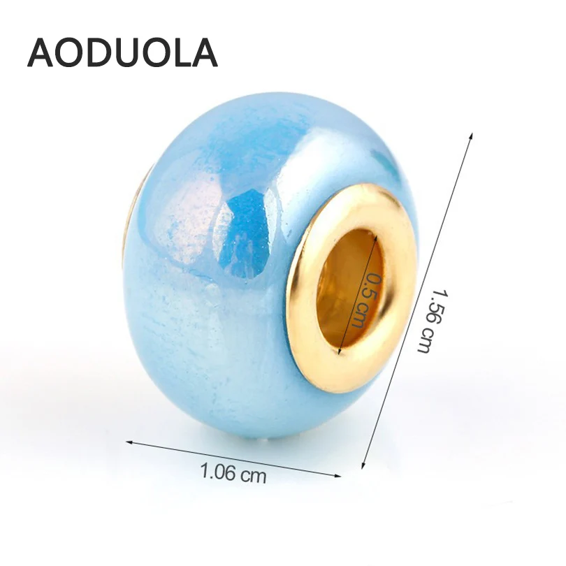 10 шт. в партии золотые керамические синие круглые рукоделие большое отверстие