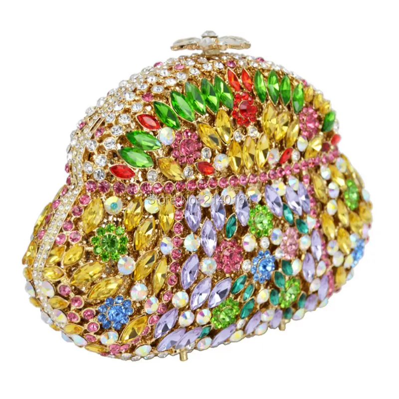 Красочная Красивая Роскошная вечерняя сумка клатч с кристаллами и стразами