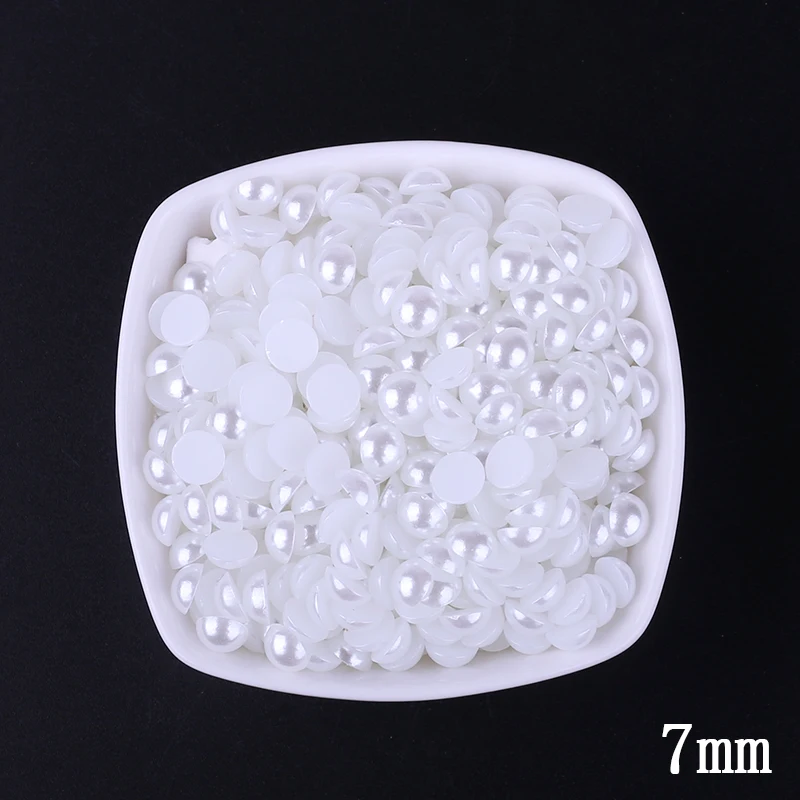 500 шт./лот 7 мм ABS цвета слоновой кости имитация жемчуга полукруглые бусины дешевые