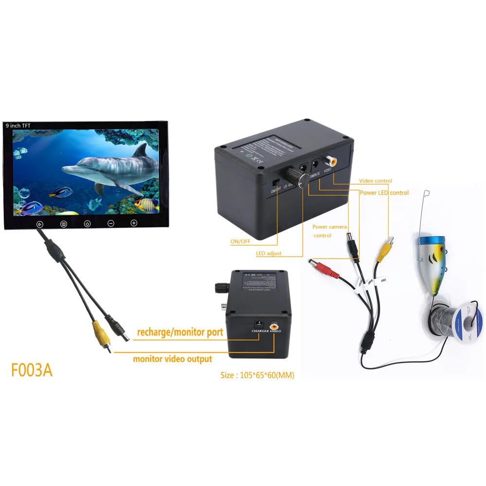 

PDDHKK 9''Inch Colour TFT Monitor IOS Android APP Control LCD Monitor Fish Finder 1000 TVL With 12 PCS 1W Infrared lamp lights