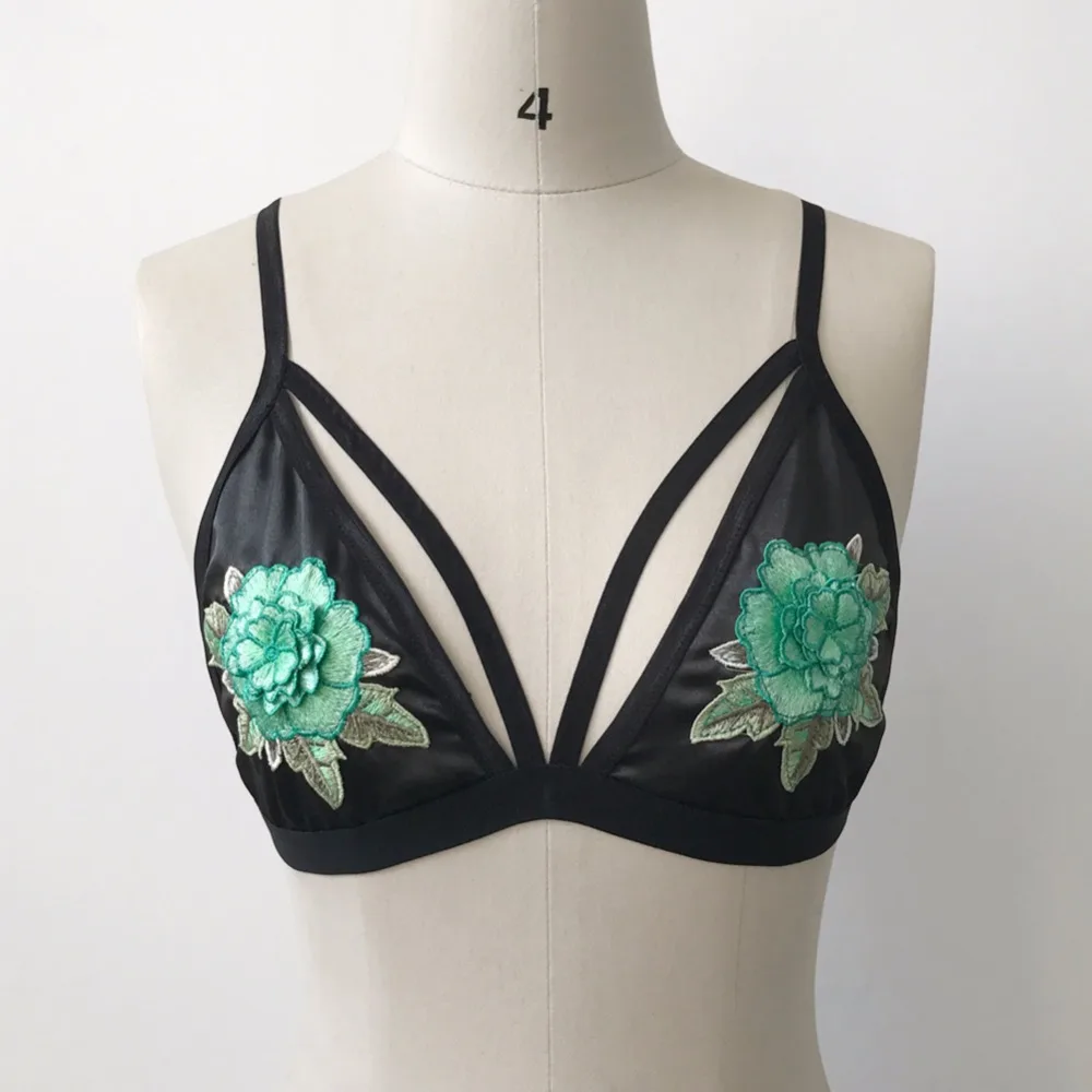 Недорогой Белый Бюстгальтер с цветочной вышивкой сексуальный черный