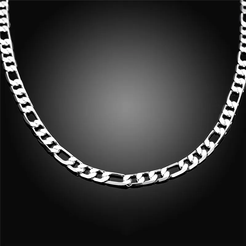 Ожерелье цепочка Фигаро мужское 8 мм 20 дюймов серебро 925 пробы|chain necklace|necklace for