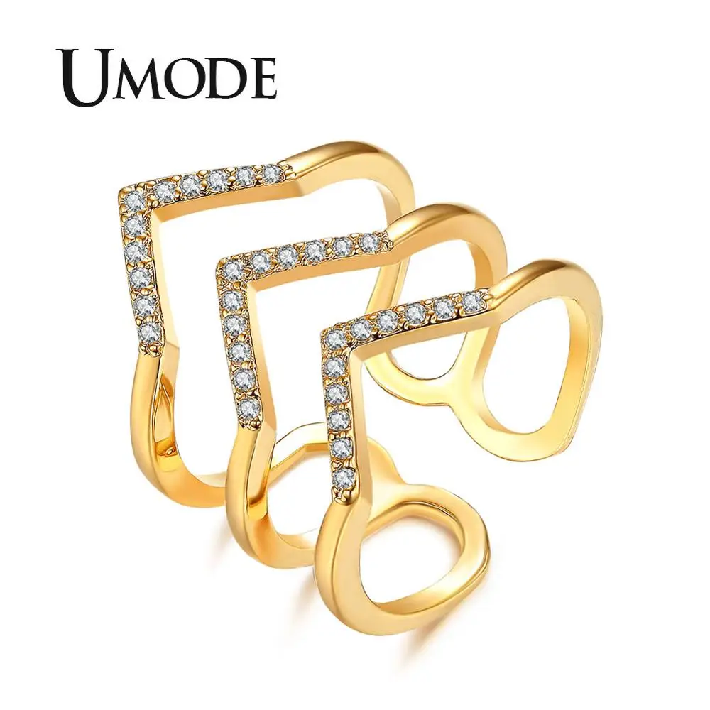 UMODE модное белое золотое волнистое кольцо, обручальные Регулируемые кольца для женщин, кольцо, Винтажные Ювелирные изделия из Египта, UR0360B - Цвет основного камня: 18k Gold