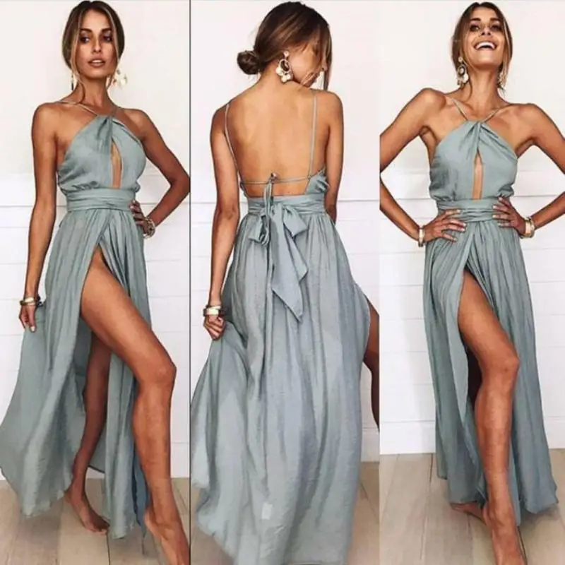 Women's Boho Long Maxi Dress Party Beach Backless Sundress US | Женская одежда