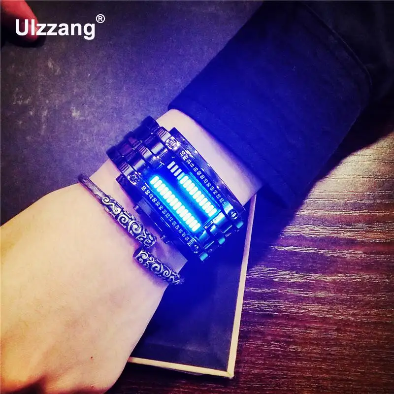 Модные цифровые наручные часы унисекс из нержавеющей стали с подсветкой