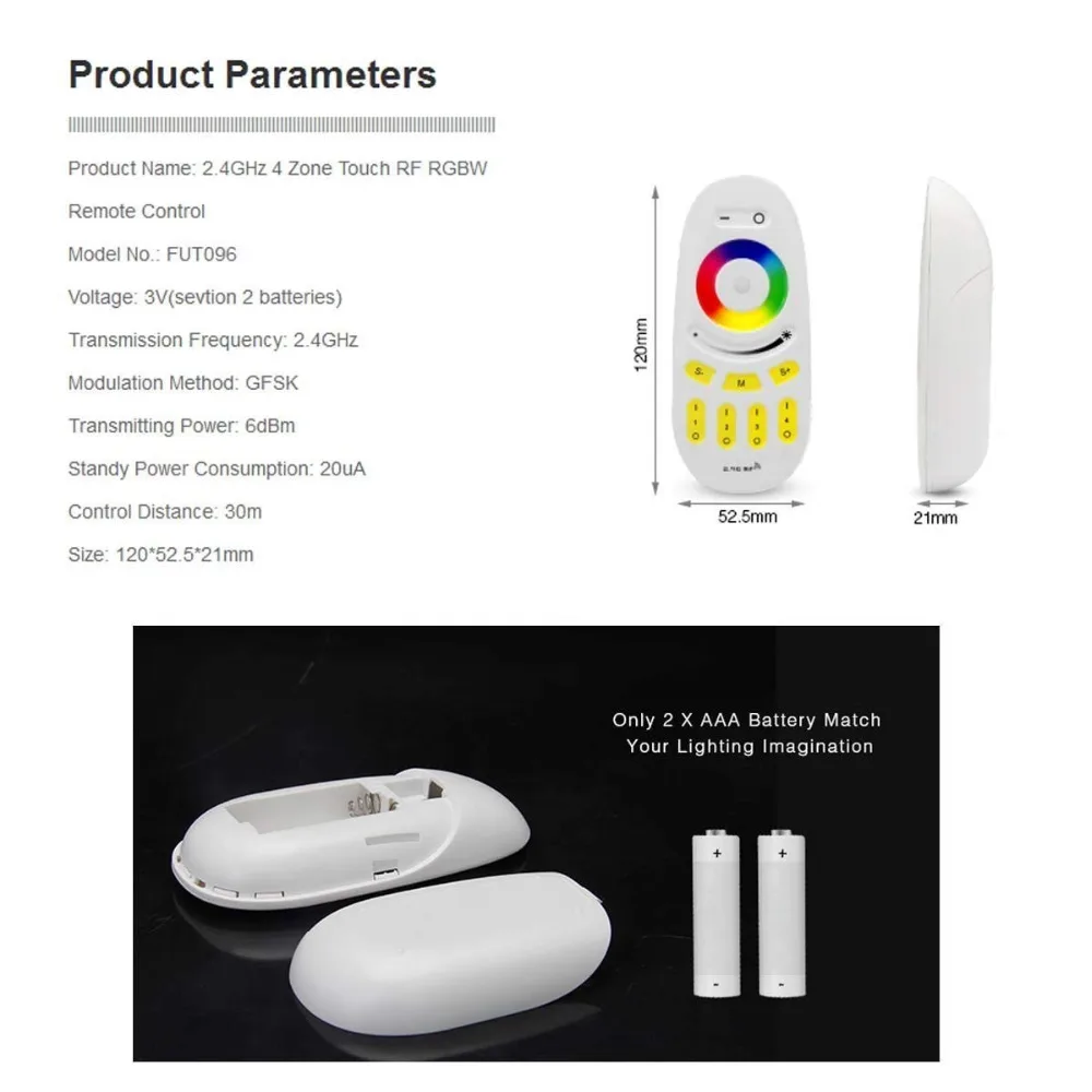Беспроводной 2 4g RF RGB + белый/теплый белый контроллер комплект 4 x контроллеры и