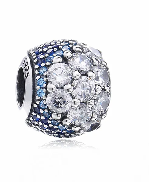 Blue CZ Charm Новинка года! Новинка! 925 пробы, серебряный цвет, четкий Фианит, красные, голубые шармы, бисер, подходит для изготовления браслетов - Цвет: Blue CZ Charm
