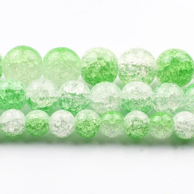 Natural Stone White Green Cracked Quartz 6 8 10mm Round Loose Beads for Jewelry Making Diy Bracelet Necklace 15 Inch Wholesale | Украшения