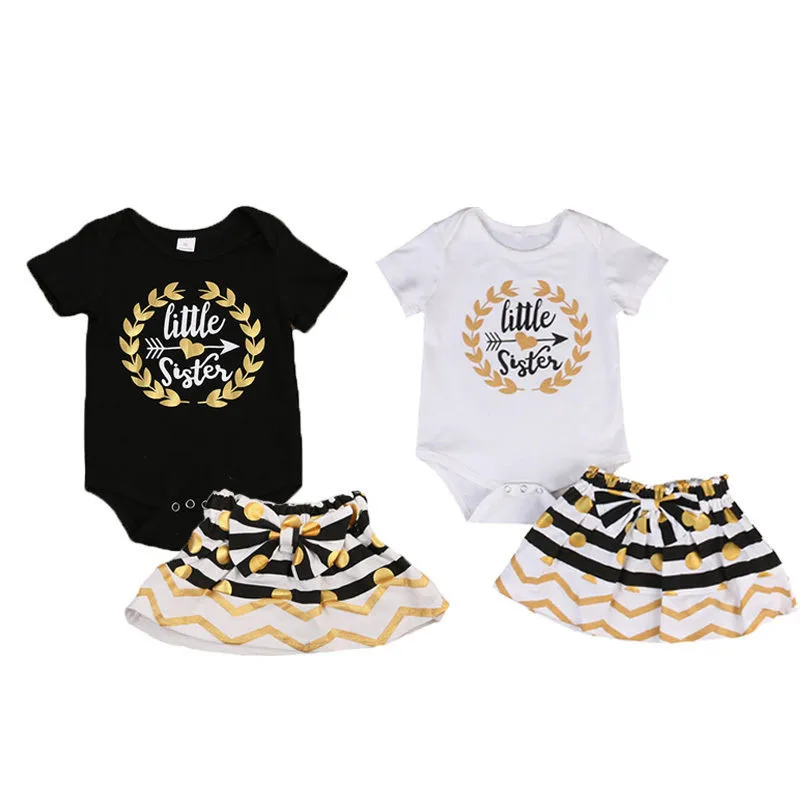 2018 футболка с короткими рукавами для новорожденных и маленьких девочек комплект