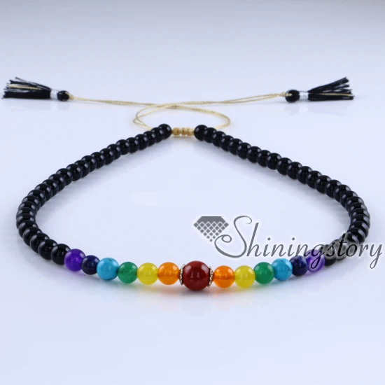 7 chakra necklace with tassel healing jewelry handmade wholesale spiritual yoga jewellery real leather | Украшения и аксессуары
