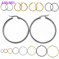 amumiu women men classic fashion big round stud hoop small circle earrings party gift jewelry hot sale earring e001