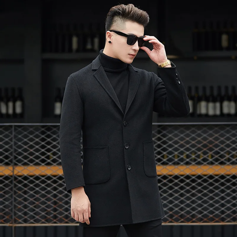 A5 Новое модное осеннее и зимнее шерстяное пальто мужское ручной работы двойное 75%
