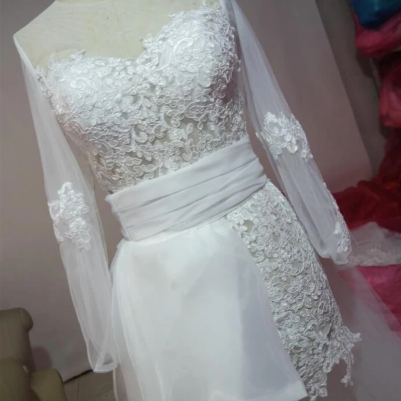2020 Элегантные Свадебные платья Vestido de Noiva иллюзия длинные рукава кружевные