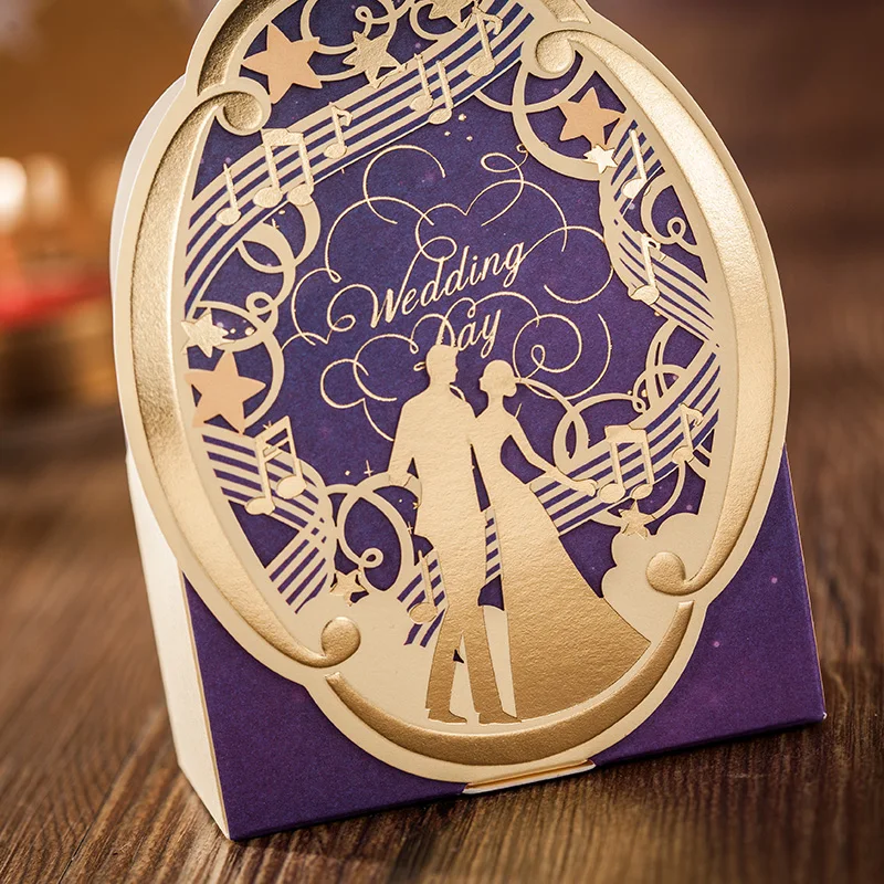 Новый фиолетового цвета с цветочным принтом в виде жениха и невесты лазерная